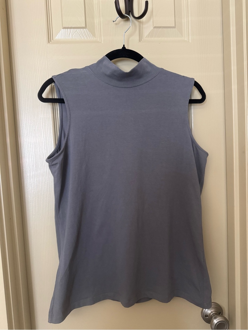 Christopher and Banks Classic Sleeveless Mock Neck Cotton Top - Gray